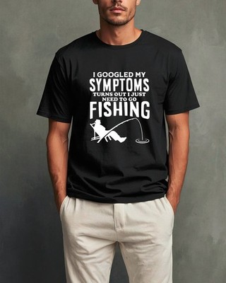 Lustiges Angeln T-Shirt Ich googelte meine Symptome müssen angeln gehen humorvoll Geschenk Tee