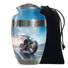 Biker's Paradise Funeral Handmade Urn for Ashes Adult Men  Women, 10 Inch 