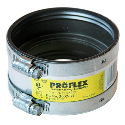 Fernco 3007-33 PROFLEX 3 in. Cast Iron and Plastic x Copper Flexible Coupling