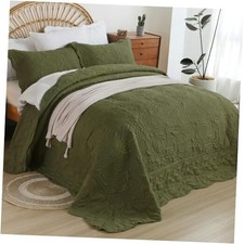 Oversized King Quilt California King Super King 120"x128" Style6 Olive Green