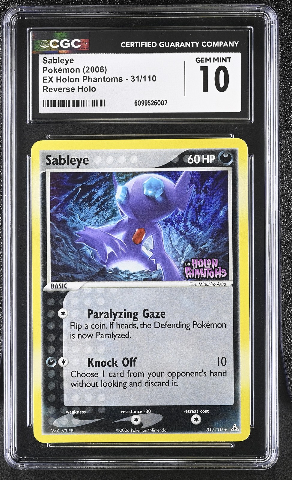 CGC 10 Sableye 31/110 EX Holon Phantoms STAMPED Reverse Holo Rare Pokemon Card
