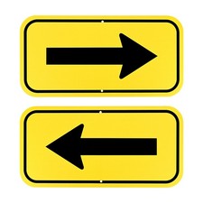 2-Pack 12" x 6" Black Aluminum Reflective One-way Arrow Sign Yellow/Black 