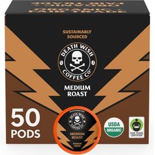 Death Wish Coffee, Medium Roast Single Serve Pods - USDA Organic Coffee 50 Co