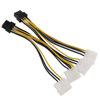 2PCS 20cm Dual Molex 4-Pin Male to 8-Pin Male PCI Express Power Converter Cab...