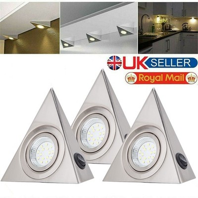 LED MAINS KITCHEN UNDER CABINET CUPBOARD SHELF TRIANGLE LIGHT UNIT LAMP ...