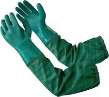 Extra-Long 26" Rubber Pond Gloves, Chemical Resistant Gloves PVC Reusable,Heavy