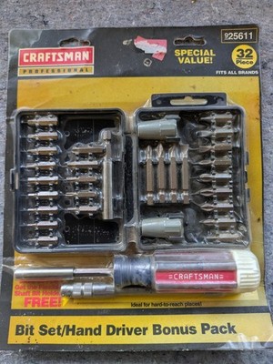 Sears Craftsman Professional Screwdriver Bit Set Hand Driver 32pc USA  25647 Nos