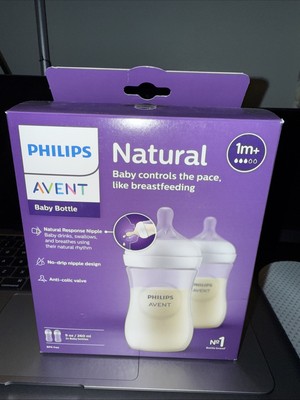 Philips Avent Natural Baby Bottle 9oz/260ml  (2) 1 M+ New In Box Great Bottles