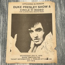 SIGNED Duke Presley -Elvis Impersonator (Cousin) Houston Show Advertisement 1979