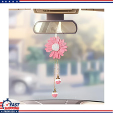 Daisy Flower Vehicle Rear View Mirror Hanger Charm Cute Interior Deccolor Pink Daisy Flower Vehicle Rear View Mirror Hanger Charm Cute Interior Deccolor Pink