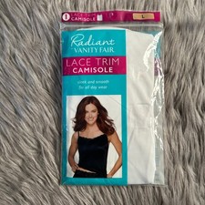 Vanity Fair Radiant Collection Lace Trim Camisole Women's Size Large White Tank