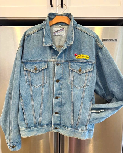 American Born MTV Beavis and Butt-Head Embroidered Denim Trucker Jacket XL video thumbnail