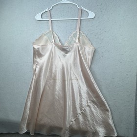 VTG Val Mode Womens Large Satin & Lace Flowers Slip Dress Lingerie **FLAW