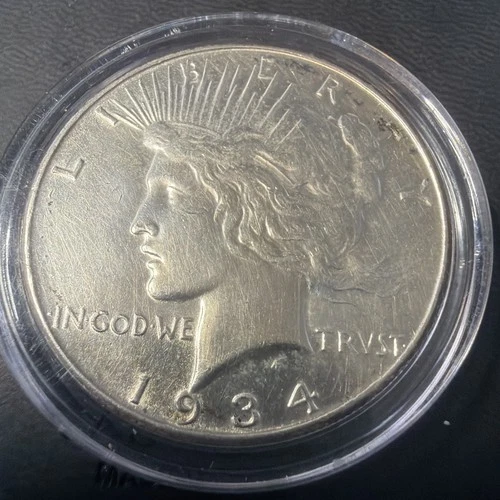 1934-D Peace Silver Dollar $1 Denver Mint Last Year Issue AU Detail Estate Coin