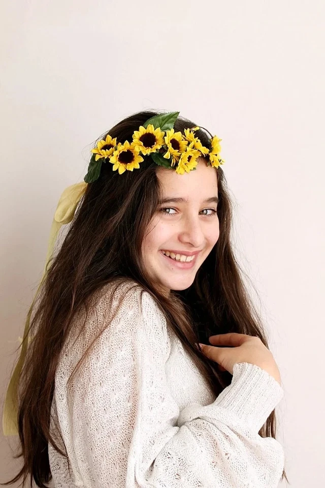 Sonnenblumen Kranz, Boho Braut Haarkranz, Rustikale Herbst Hochzeit Haarband - Bild 3 von 4