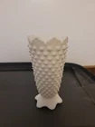 Fenton Hobnail Milk Glass Small Crown Top Vase  5 inch