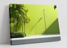 BRIGHT MODERN STREET WITH GREEN TREES -FRAMED CANVAS WALL ART PICTURE PRINT