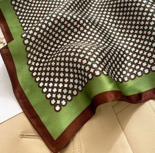 Mulberry 100 Silk 20'' Small Square Scarf Women Vintage Neckerchief Wrap green
