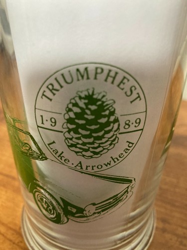 Triumphest 1989 Lake Arrowhead California Stanpart Roadster Factory Glass Mug - Picture 4 of 5