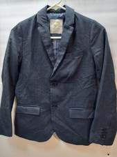 Zara Boy Print Blue 9/10 Extrafine Wool Tailored Fit Front Buttons Coat Blazer