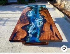Ocean Epoxy Resin Dining Table Top, Epoxy Wooden Table Top, Modern Furniture
