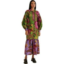 Farm Rio Flowers Floral-print 100% cotton lightweight Maxi shirt Dress Size XS