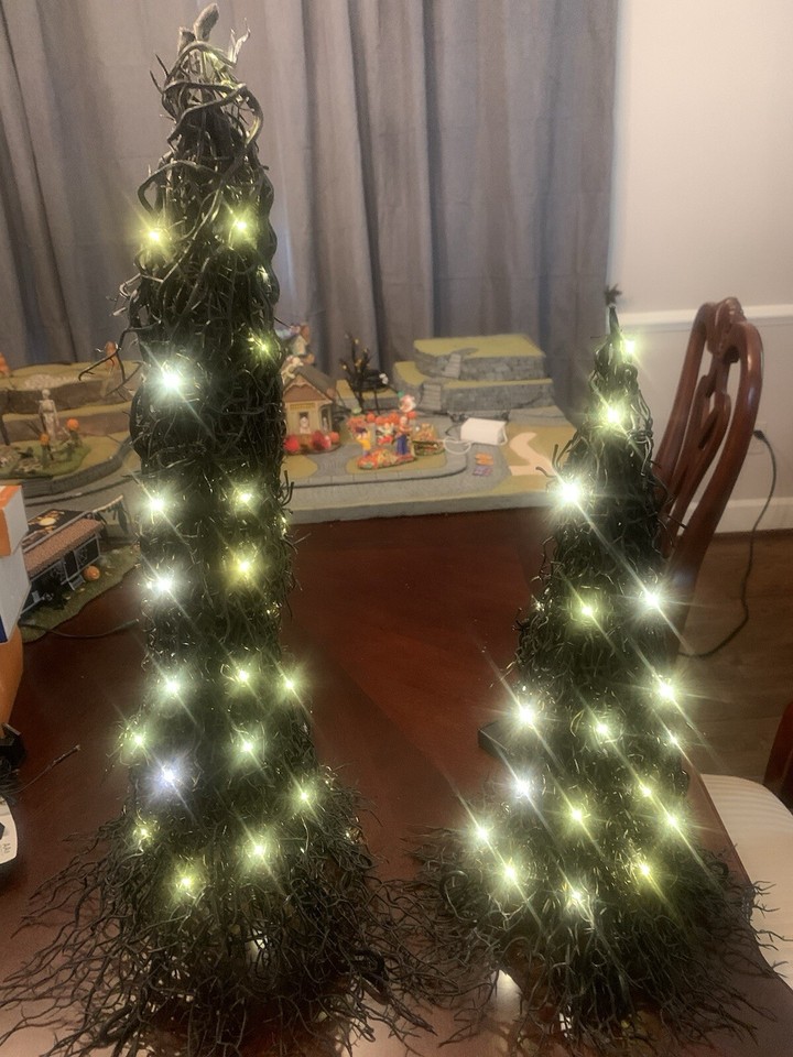 Grandin Road Halloween Lit Spider Twig TreesSet Of Two eBay