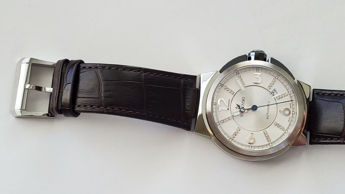 Swarovski 1094357 Piazza Grande Silver Tone Leather Mens Swarovski 1094357 Piazza Grande Silver Tone Leather Mens