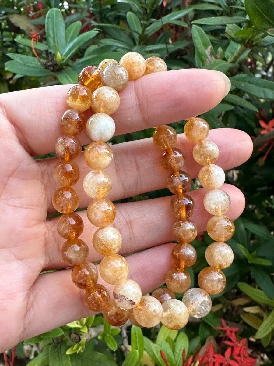 Grade A++ Citrine With Quartz Crystal Bead Bracelet 8mm, Wholesale Bulk Lot