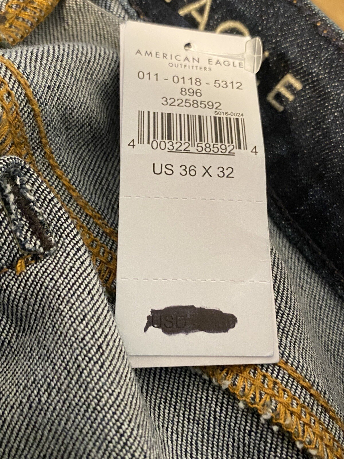 NWT American Eagle Athletic Fit Skinny Blue Jeans w/Airflex Sz 36 X 32