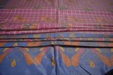 FNC Vintage Pink Sarees Sambalpuri Woven Animal Art Silk Sari Fabric 5Yd