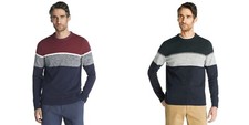 IZOD 60 Classic-Fit Crew Neck Colorblock Cotton Blend Sweater Size Large NWT