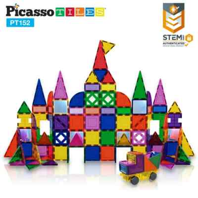 PicassoTiles Kit com 152 Blocos Magnéticos em 3D - Educativo e Criativo