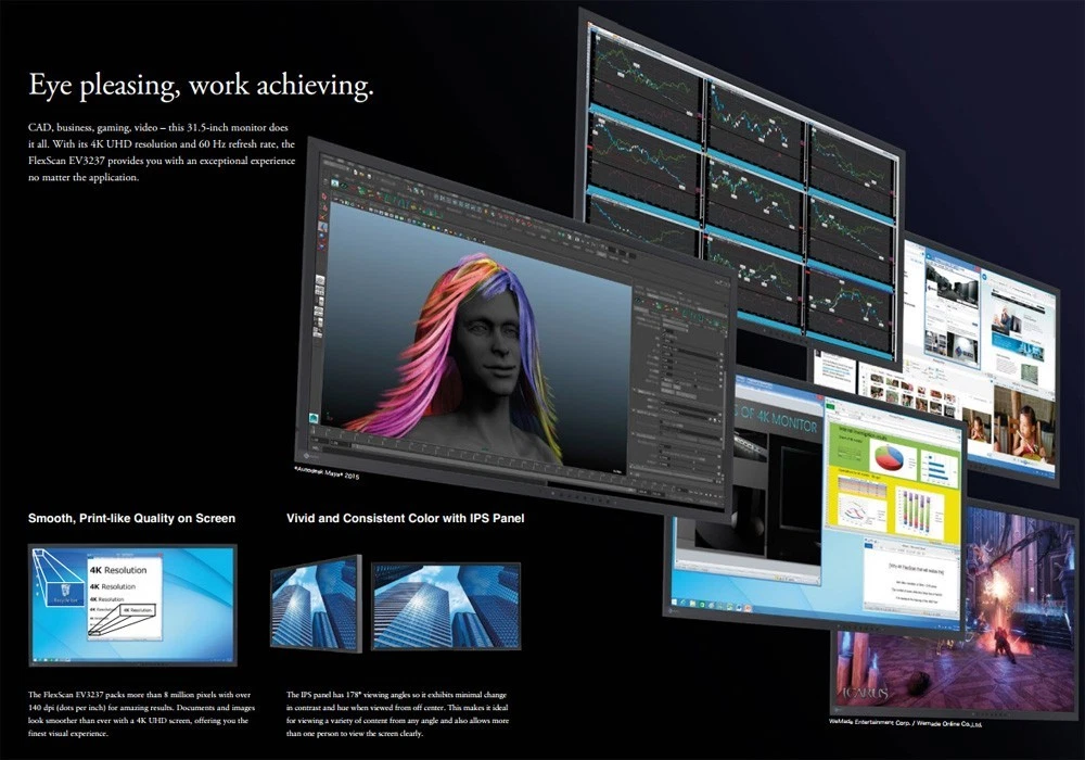 NEW! EIZO FlexScan EV3285-BK 4K 31.5
