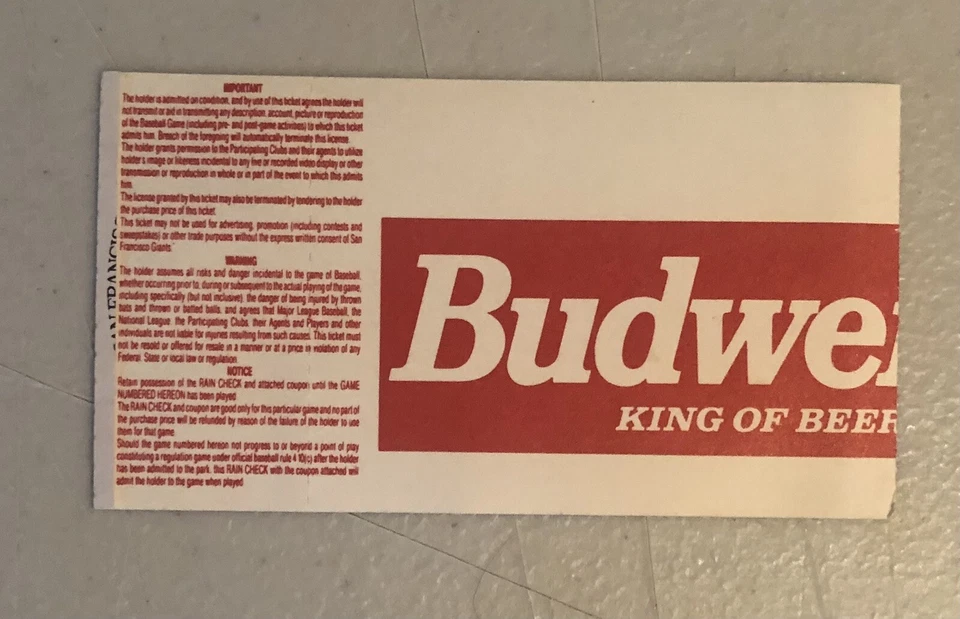 Barry Bonds Home Run Ticket Home Debut April 12, 1993 1st HR - Image 2 of 2