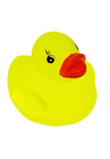 Kinder Leucht Badeente Quietsche-Ente Glow in the Dark Gummi Plastikente Gelb