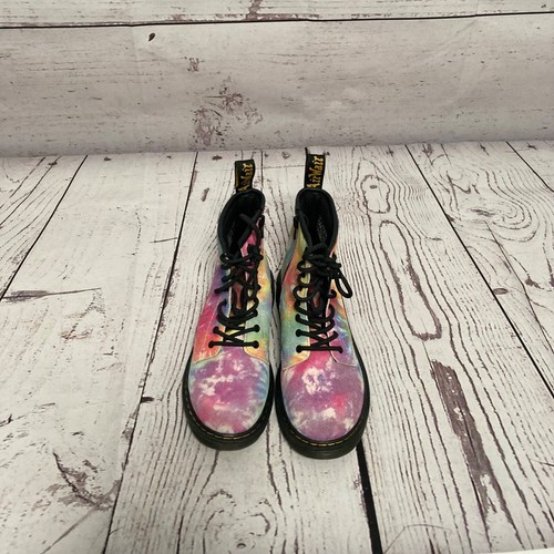Botas Dr Martens 1460J para mujer 5 gamuza suave tie dye con cordones multicolor combate - Imagen 3 de 9