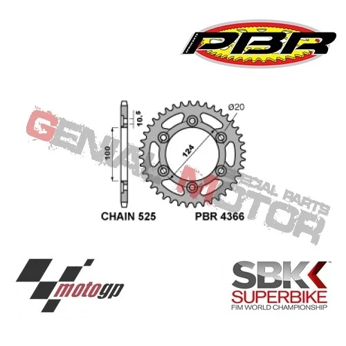 4366 38 C45 Corona PBR Passo 525 - 38 Denti per DUCATI ST / ST4S 2002 > 2006 Foto 2 de 2