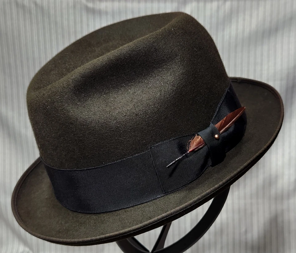 Vintage ROYAL STETSON Fedora Hat - Black-Walnut Brown Fur Finish ~ 7 - Image 2 of 4