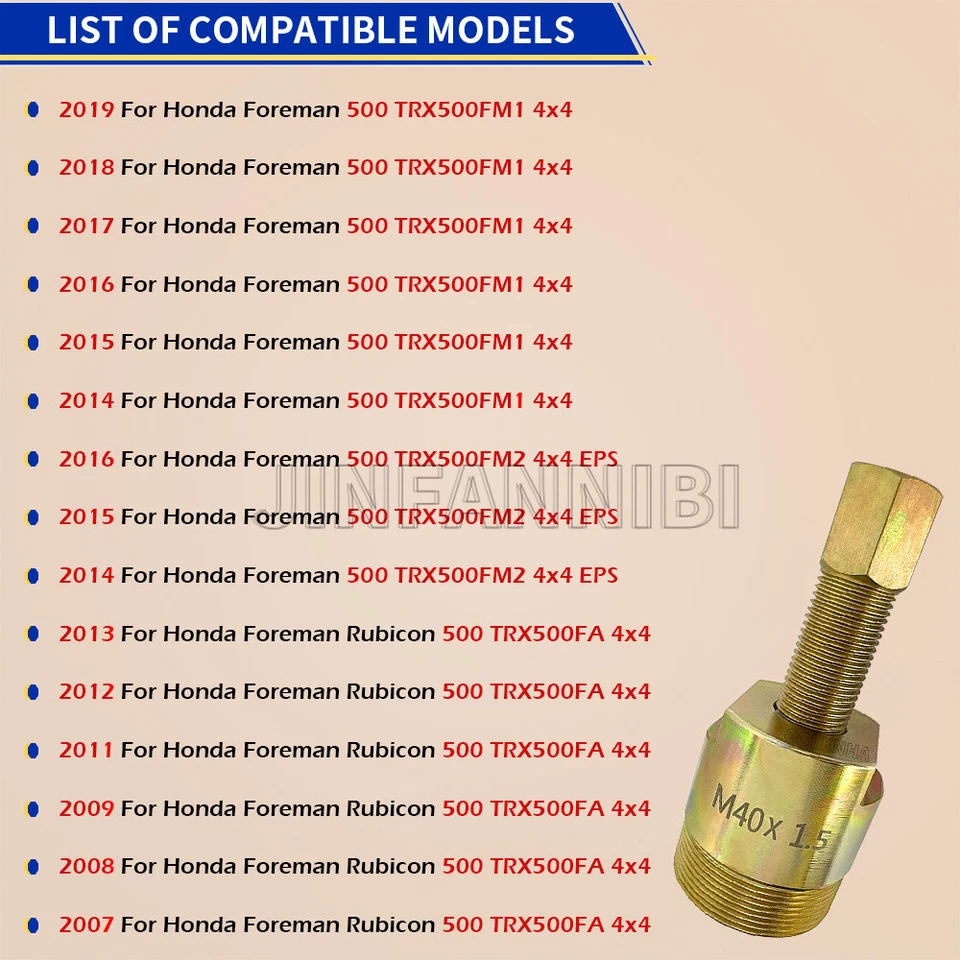 Extractor de embrague primario de 40mm x1.5 para Honda Foreman Rubicon 500 TRX500 2001-2019 Foto 3 de 4