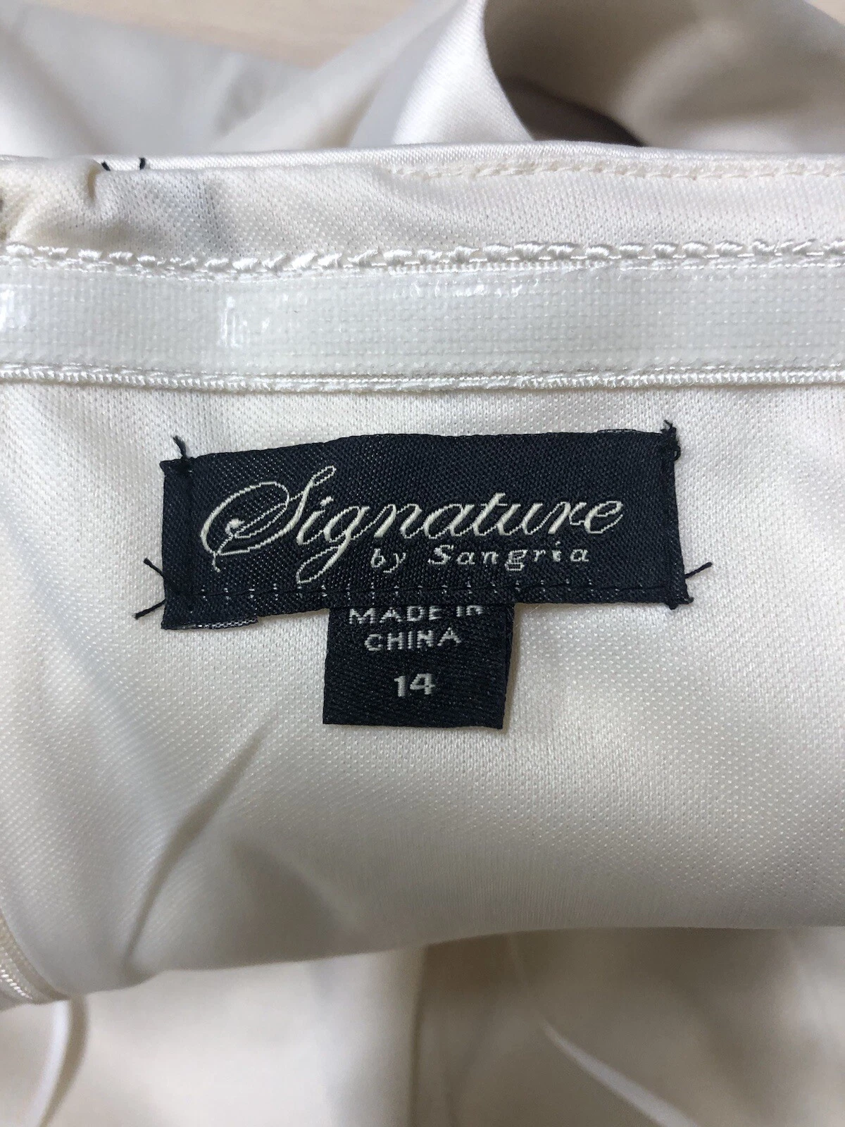 OFF WHITE Abito da sera senza spalline Signature by Sangria Off White taglia 14 nuovo con etichetta