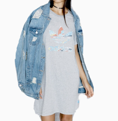 Adidas Originals Tee Dress Sz S Short Sleeve T-Shirt Crewneck Trefoil BJ8365 NWT