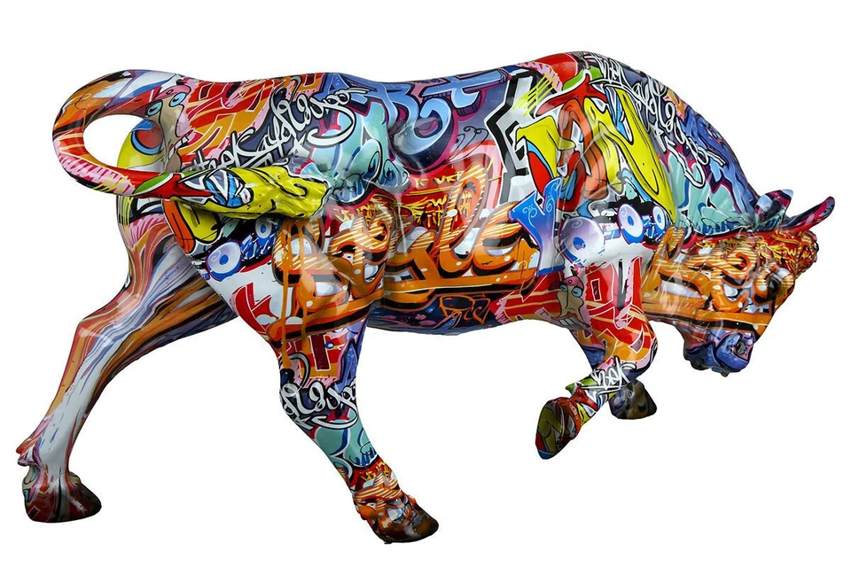 Gilde Design Figur Stier "Street Art" Graffiti mehrfarbig Bull Deko Statue NEU - Bild 4 von 4
