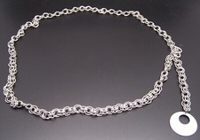 Classic Double Link Chain Belt Silver Tone Vintage 36"