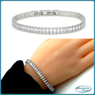 Bracciale Donna Rigido Con Lettera M In Acciaio E Strass - Foto 9