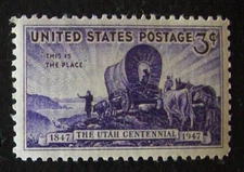 US 3¢ stamp SC #950 Utah Centennial MNH 1947.