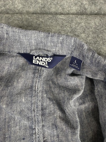 Lands End Womens L Shacket 100% Linen Lightweight Pockets Chambray - Picture 4 of 6