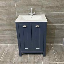 Durham Indigo Blue Vanity Unit 600mm with Ceramic Basin Sink Traditional Style
