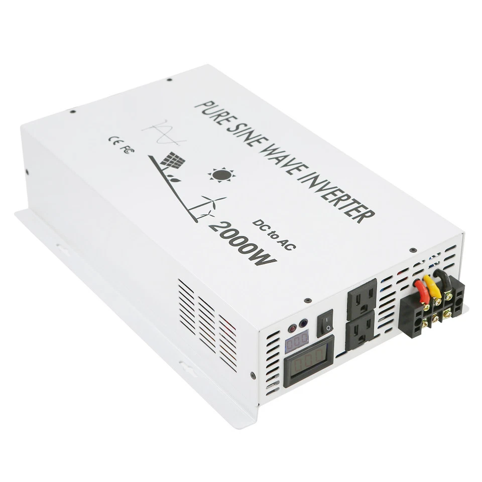 2000W Pure Sine Wave Inverter 84V to 110V 220V Power Converter Solar Home Camp - Image 3 of 4