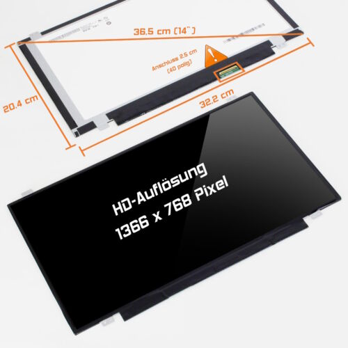 14,0" LED Display glossy passend für Innolux BT140GW03 V.2 WXGA HD 1366x768 - Bild 1 von 1